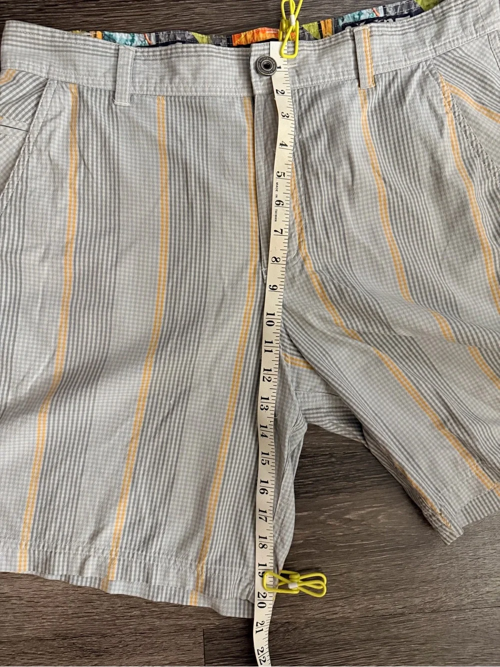 lululemon athletica Men's Light Gray-Blue Shorts with Yellow Stripes